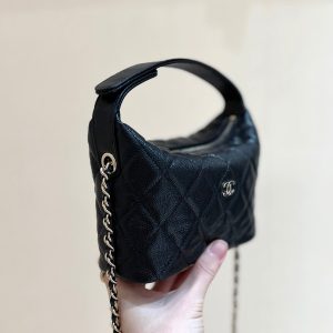 25C Hobo Bag 19cm Black Grained Calfskin