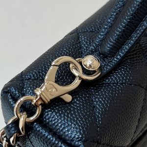 25C Vanity 19cm Top Handle Black Grained Calfskin