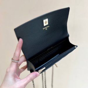 25C Mini Woc 18cm Black Grained Calfskin Gold Hardware