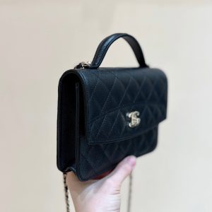 25C Mini Woc 18cm Black Grained Calfskin Gold Hardware