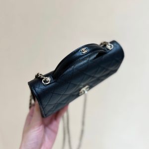 25C Mini Woc 18cm Black Grained Calfskin Gold Hardware