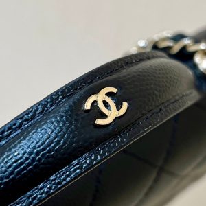 25C Mini Woc 18cm Black Grained Calfskin Gold Hardware