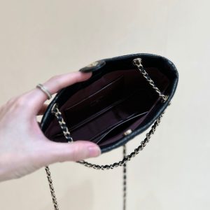 25C Small Tote 17cm Black Grained Calfskin