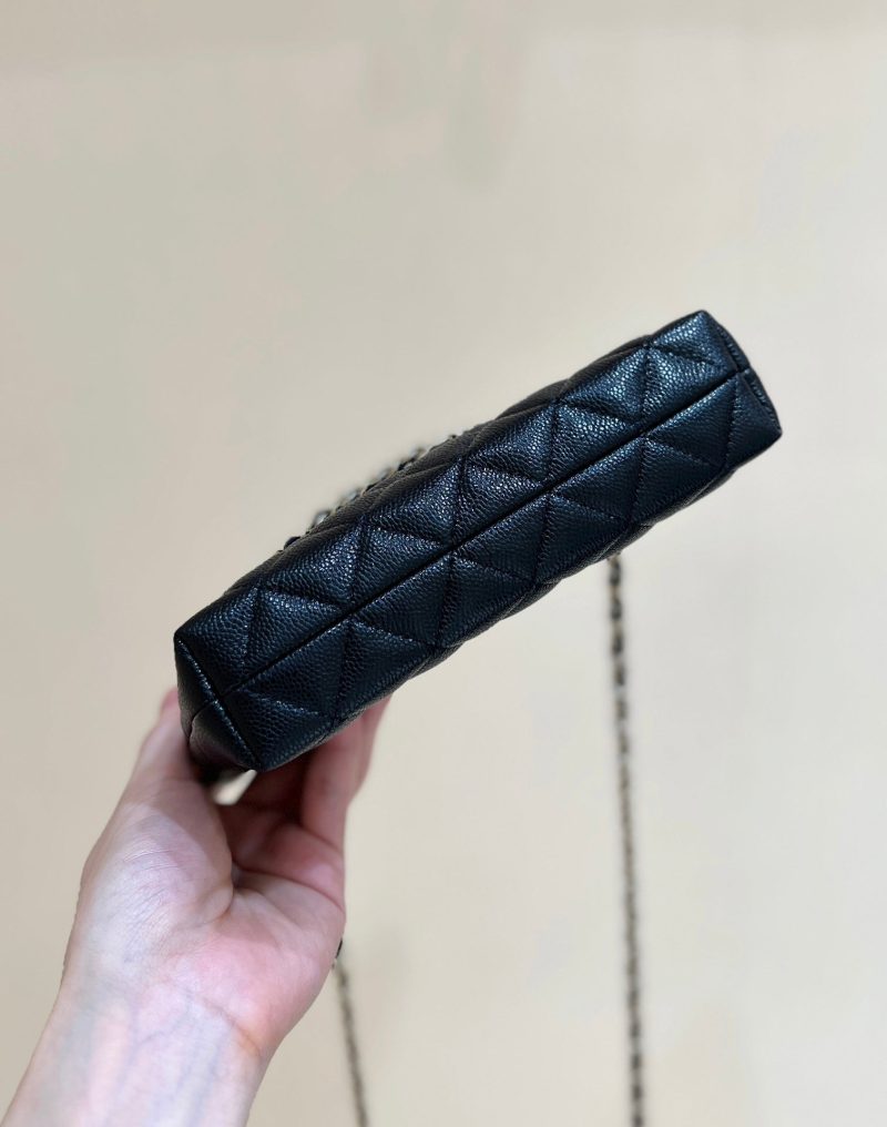 25C Small Tote 17cm Black Grained Calfskin