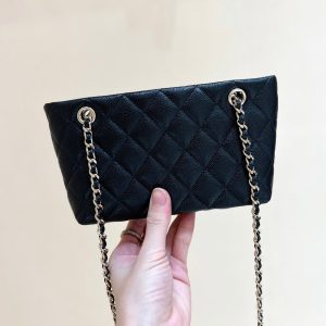 25C Small Tote 17cm Black Grained Calfskin