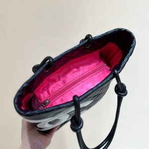 CC Cambon Tote 24cm Black White Quilted Calfsin