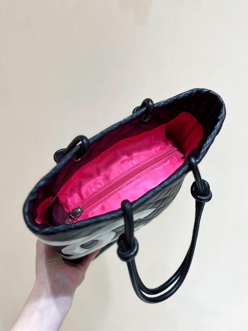 CC Cambon Tote 24cm Black White Quilted Calfsin