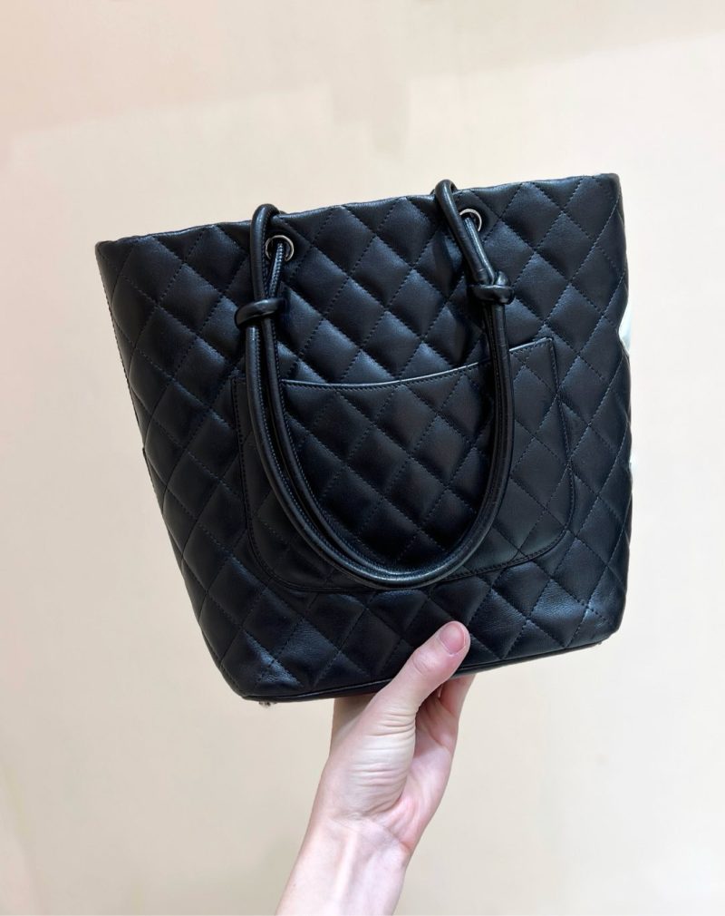 CC Cambon Tote 24cm Black White Quilted Calfsin