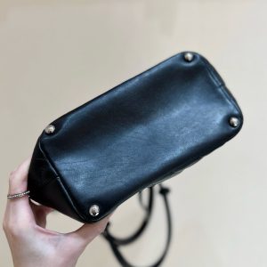 CC Cambon Tote 24cm Black White Quilted Calfsin