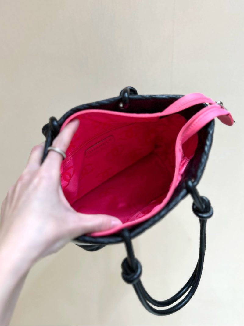 CC Cambon Tote 24cm Black White Quilted Calfsin