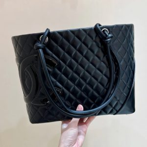 CC Cambon Tote 30cm Black Quilted Calfsin