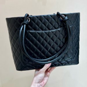 CC Cambon Tote 30cm Black Quilted Calfsin