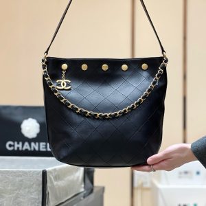 CC 2025 Bag 31cm Black Lambskin With Gold Chain 346392