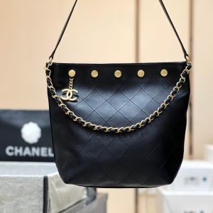 CC 2025 Bag 31cm Black Lambskin With Gold Chain 346392