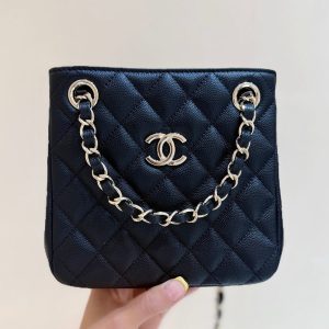 CC 2025 Mini Tote Bag Black Calfskin 346305