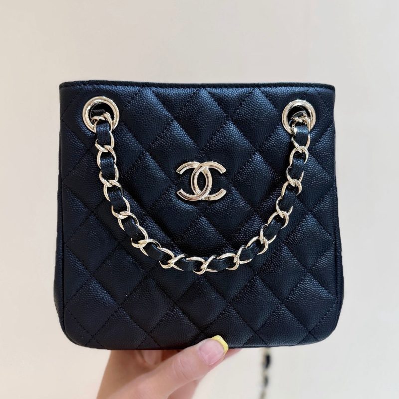 CC 2025 Mini Tote Bag Black Calfskin 346305