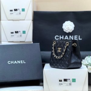 CC 2025 Mini Tote Bag Black Calfskin 346305