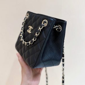 CC 2025 Mini Tote Bag Black Calfskin 346305