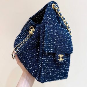 CC 25s Hobo Bag 30cm Dark Blue Tweed Wool