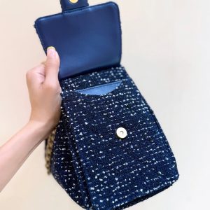 CC 25s Hobo Bag 30cm Dark Blue Tweed Wool
