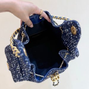CC 25s Hobo Bag 30cm Dark Blue Tweed Wool