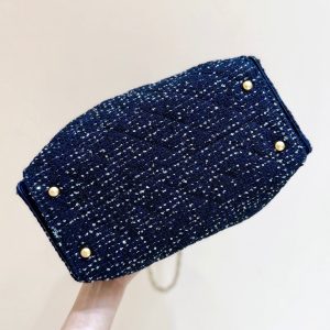 CC 25s Hobo Bag 30cm Dark Blue Tweed Wool