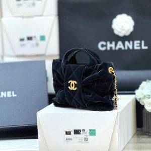 Chanel 2025 Bow Bag 26cm Black Velvet 346049