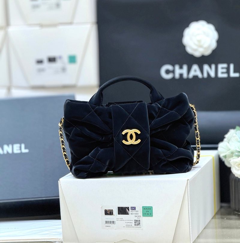 Chanel 2025 Bow Bag 26cm Black Velvet 346049