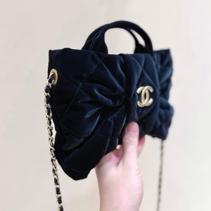 Chanel 2025 Bow Bag 26cm Black Velvet 346049
