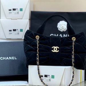 Chanel 2025 Bow Bag 38cm Black Velvet 346058