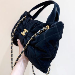 Chanel 2025 Bow Bag 38cm Black Velvet 346058