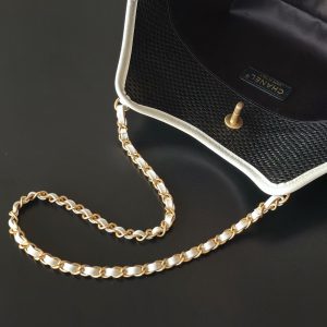 Chanel 2025 Maxi Hobo Bag 31cm Black mix White Straw Leather 320857