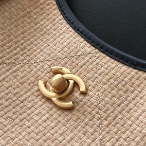 Chanel 2025 Maxi Hobo Bag 31cm Dark Beige mix Black Straw Leather 320858