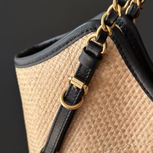 Chanel 2025 Maxi Hobo Bag 31cm Dark Beige mix Black Straw Leather 320858