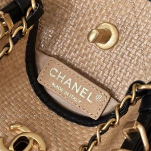 Chanel 2025 Maxi Hobo Bag 31cm Dark Beige mix Black Straw Leather 320858