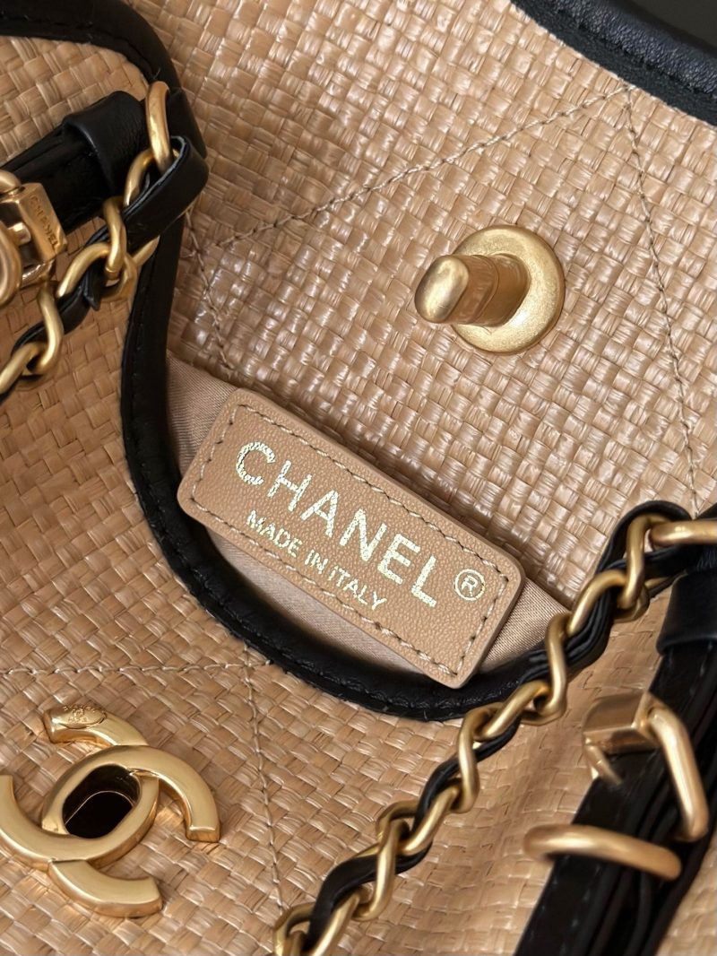 Chanel 2025 Maxi Hobo Bag 31cm Dark Beige mix Black Straw Leather 320858