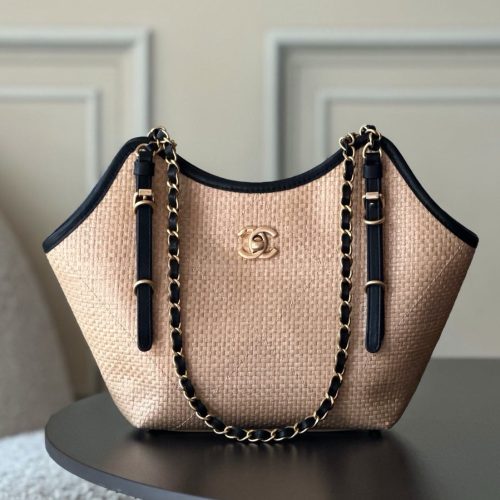 img_f54a9301_20251204_i1764787527351_8906_0_0_jpg Chanel 2025 Maxi Hobo Bag 31cm Dark Beige mix Black Straw Leather 320858