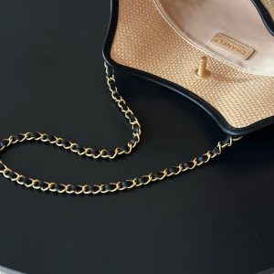 Chanel 2025 Maxi Hobo Bag 31cm Dark Beige mix Black Straw Leather 320858