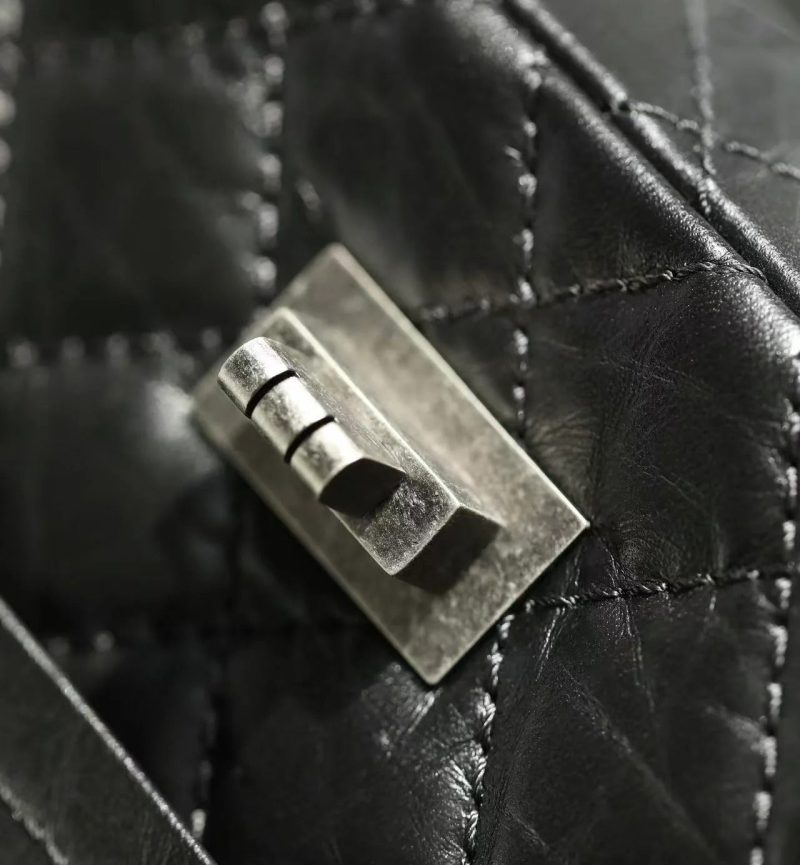 CC 2026 Classic 2.55 Flap Bag Black Aged Lambskin Silver Hardware