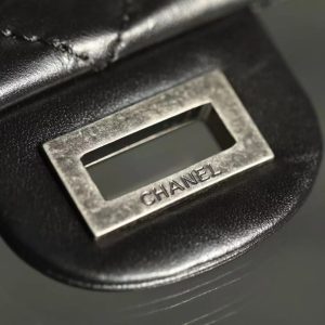 CC 2026 Classic 2.55 Flap Bag Black Aged Lambskin Silver Hardware