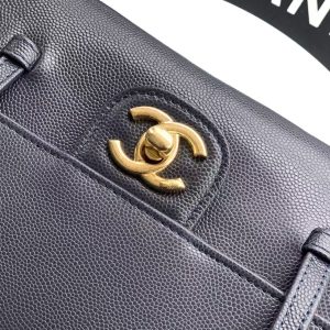 Chanel 2026 Bag 22cm Blue Grained Shiny Calfskin