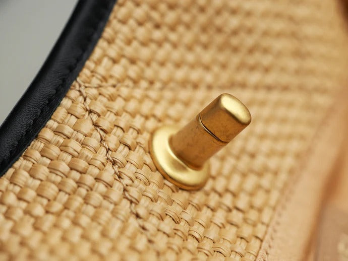 Chanel 2026 Maxi Hobo Bag 28cm Beige Straw Leather 351083