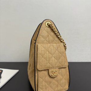 Chanel 2026 Hobo Bag 30cm Apricot Woven Leather