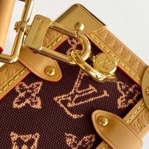Louis Vuitton 2026 Side Trunk MM Bag Brown Tan Monogram Canvas Cowhide
