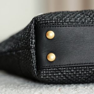 Chanel 2026 Maxi Hobo Bag 28cm Black Straw Leather 351070