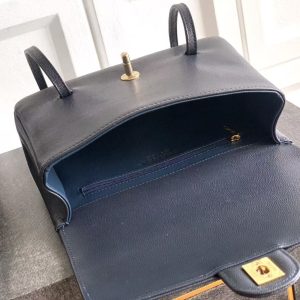 Chanel 2026 Bag 22cm Blue Grained Shiny Calfskin