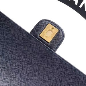 Chanel 2026 Bag 22cm Blue Grained Shiny Calfskin