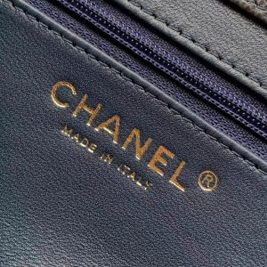 Chanel 2026 Bag 22cm Blue Grained Shiny Calfskin