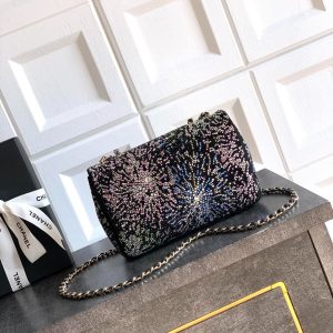 Chanel 2026 Evening Bag 20cm Black Mix Colors Strass Leather