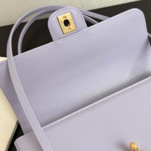 Chanel 2026 Preppy Coco Shoulder Bag Purple Caviar Leather Gold Hardware